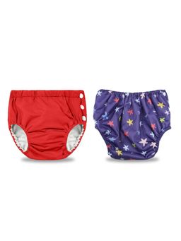 Chinmay Kids - Red-Blue Reusable Swimwear Diaper for Unisex (Set of 2)
