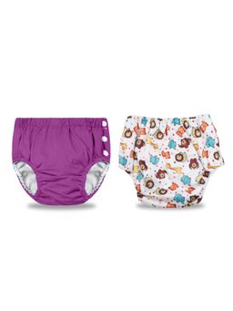 Chinmay Kids - Purple-White Reusable Swimwear Diaper for Unisex (Set of 2)