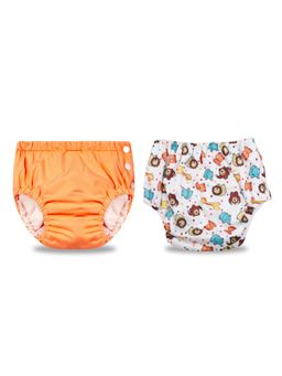 Chinmay Kids - Oarnge-White Reusable Swimwear Diaper for Unisex (Set of 2)