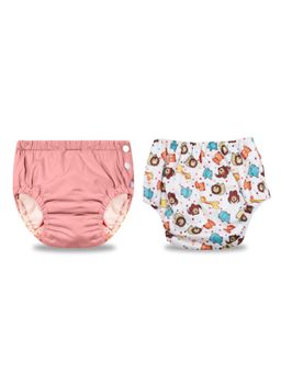 Chinmay Kids - Pink-White Reusable Swimwear Diaper for Unisex (Set of 2)