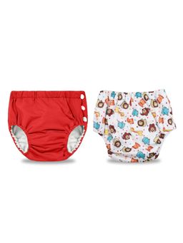 Chinmay Kids - Red-White Reusable Swimwear Diaper for Unisex (Set of 2)