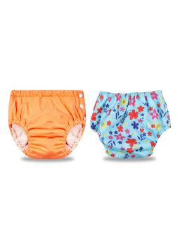Chinmay Kids - Orange-Blue Reusable Swimwear Diaper for Unisex (Set of 2)