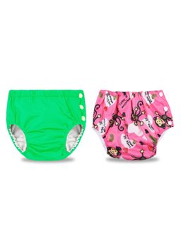 Chinmay Kids - Green-Pink Reusable Swimwear Diaper for Unisex (Set of 2)