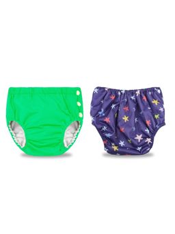Chinmay Kids - Green-Blue Reusable Swimwear Diaper for Unisex (Set of 2)