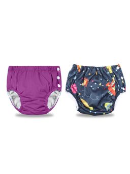 Chinmay Kids - Purple-Navy Reusable Swimwear Diaper for Unisex (Set of 2)