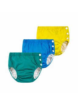 Chinmay Kids - Yellow, Blue & Teal Reusable Swimwear Diaper Pants for Unisex (Set of 3)