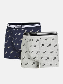 Puma - Stretch Blue & Grey Trunks Aop (Pack of 2)
