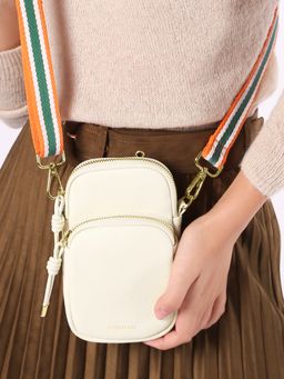 Accessorize London - Womens White Webbing Strap Phone Bag