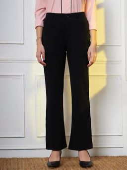 FITHUB - Black High-Waisted Regular Fit Bootcut Trouser for Women