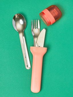 Zoku - Stainless Steel Kids Pocket Utensil For thinKitchen, Set of 4, Peach