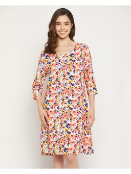 Clovia - Camouflage Print Short Night Dress In Multicolour - 100 Percent Cotton