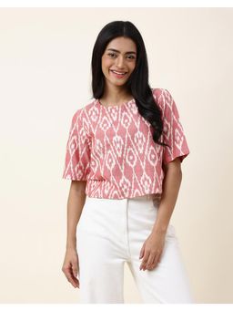 Fabindia - Pink Cotton Woven Ikat Short Top