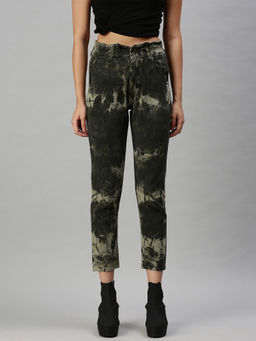 SHOWOFFFF - Women's Casual Mom Fit High-rise Olive Jeans