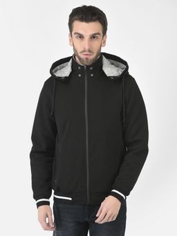 CRIMSOUNE CLUB - Men Black Hooded Bomber Jacket