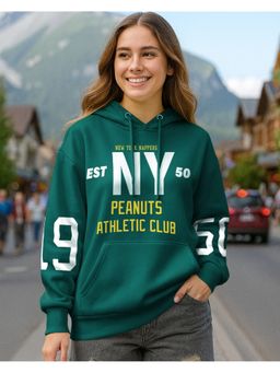 Bewakoof - Official Peanuts Women's Green Typography Oversized Hoodies