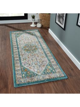 OBSESSIONS - Polypropylene Anti-Static Classical Bedside Runner, Teal