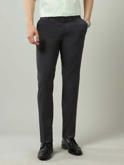 Arrow - Mens Black Mid Waist Textured Formal Trouser
