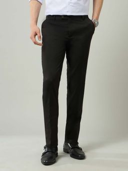 Arrow - Mens Brown Mid Waist Textured Formal Trouser