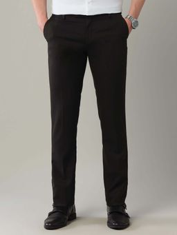 Arrow - Mens Brown Mid Waist Textured Formal Trouser
