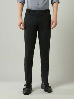 Arrow - Mens Grey Mid Waist Textured Formal Trouser