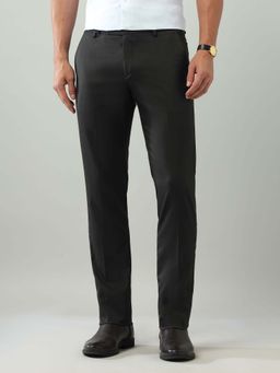 Arrow - Mens Brown Mid Waist Solid Formal Trouser