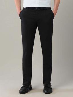 Arrow - Mens Brown Mid Waist Self Design Formal Trouser