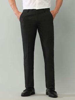 Arrow - Mens Grey Mid Waist Solid Formal Trouser