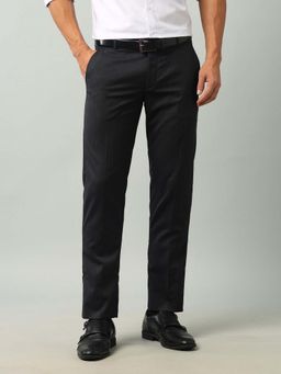 Arrow - Mens Grey Mid Waist Self Design Formal Trouser