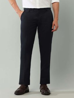 Arrow - Mens Black Mid Waist Solid Formal Trouser