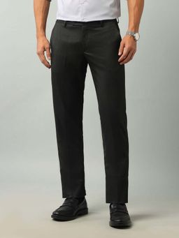 Arrow - Mens Grey Mid Waist Solid Formal Trouser