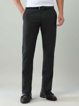 Arrow - Mens Grey Mid Waist Solid Formal Trouser