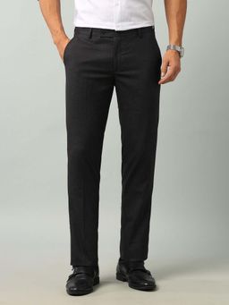 Arrow - Mens Grey Mid Waist Self Design Formal Trouser