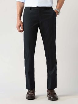 Arrow - Mens Blue Mid Waist Solid Formal Trouser