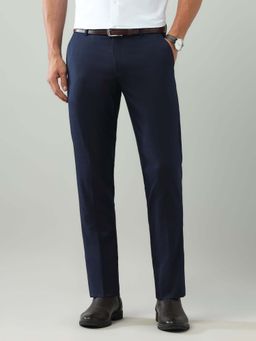 Arrow - Mens Blue Mid Waist Solid Formal Trouser