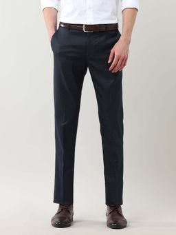 Arrow - Mens Blue Mid Waist Checks Formal Trouser