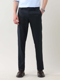 Arrow - Mens Blue Mid Waist Solid Formal Trouser