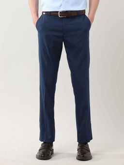 Arrow - Mens Blue Mid Waist Checks Formal Trouser