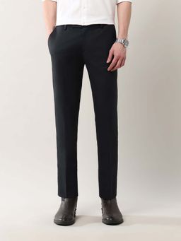 Arrow - Mens Blue Mid Waist Solid Formal Trouser