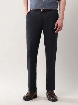 Arrow - Mens Blue Mid Waist Checks Formal Trouser