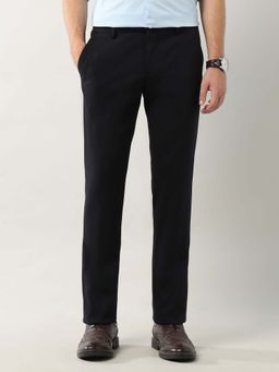 Arrow - Mens Black Mid Waist Solid Formal Trouser