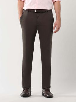 Arrow - Mens Brown Mid Waist Solid Formal Trouser