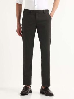 Arrow - Mens Brown Mid Waist Solid Formal Trouser