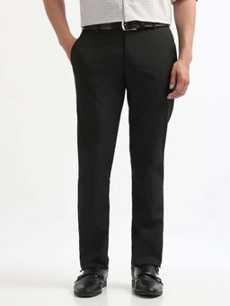 Arrow - Mens Grey Mid Waist Solid Formal Trouser