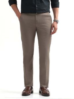 Arrow - Mens Brown Mid Waist Solid Formal Trouser