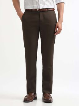 Arrow - Mens Brown Mid Waist Solid Formal Trouser
