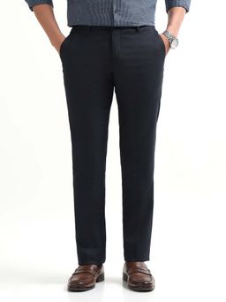 Arrow - Mens Blue Mid Waist Checks Formal Trouser