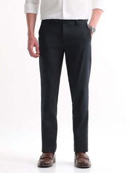 Arrow - Mens Blue Mid Waist Checks Formal Trouser