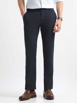 Arrow - Mens Blue Mid Waist Checks Formal Trouser