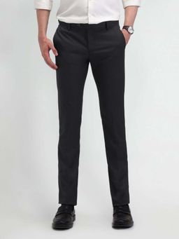 Arrow - Mens Grey Mid Waist Solid Formal Trouser