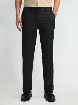 Arrow - Mens Blue Mid Waist Solid Formal Trouser